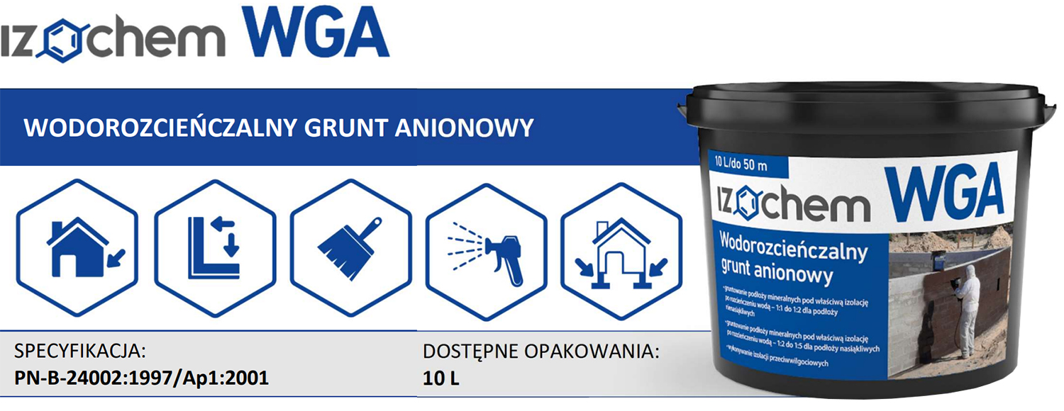 Izochem WGA 10L - Wodorozcieńczalny grunt bitumiczny